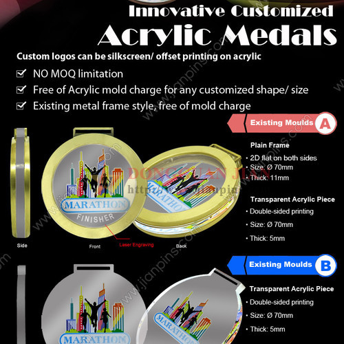 Médailles acryliques sur mesure innovantes de JIAN